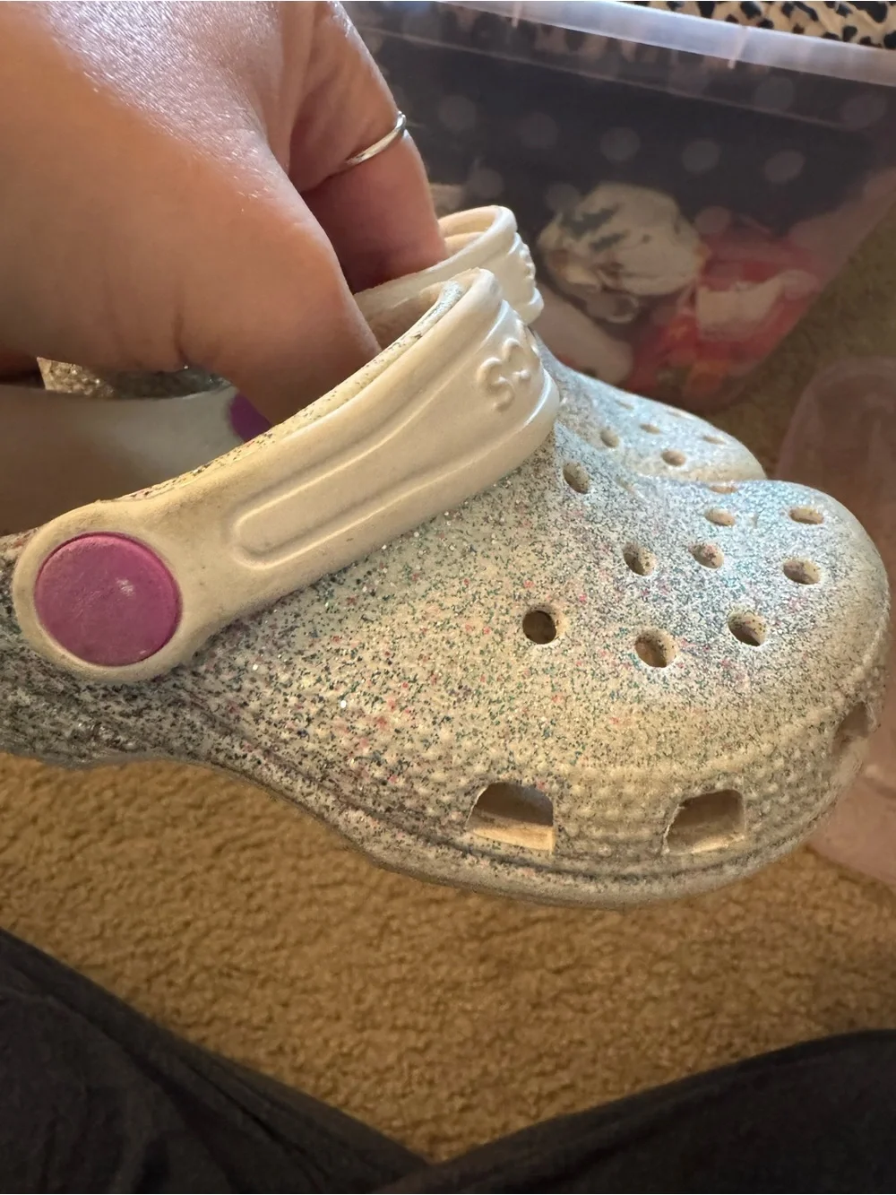 CROCS Baby Walker Purple Glitter Shoes